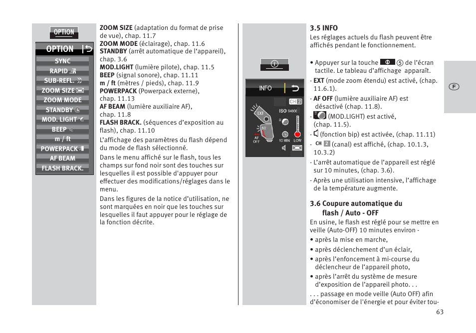 Option o | Metz MECABLITZ 64 AF-1 digital Pentax User Manual | Page 63 / 326