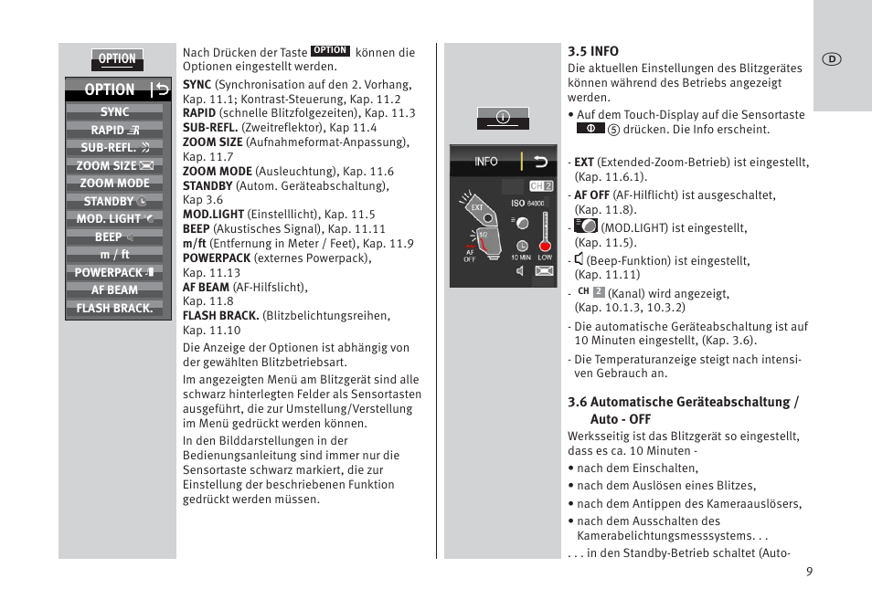 Option o | Metz MECABLITZ 64 AF-1 digital Pentax User Manual | Page 9 / 326