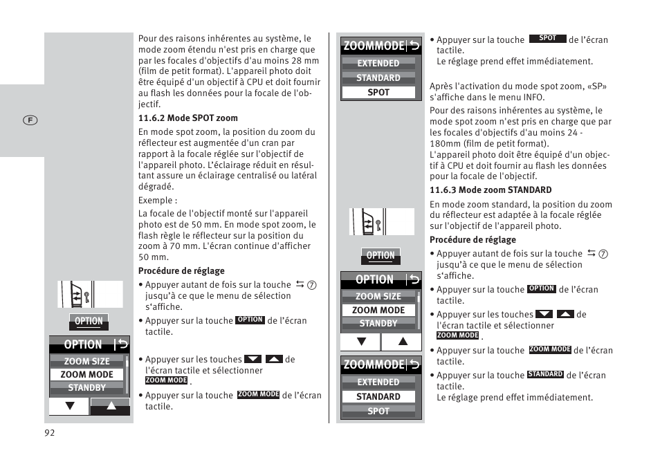 Option o, Zoommode o | Metz MECABLITZ 64 AF-1 digital Pentax User Manual | Page 92 / 326