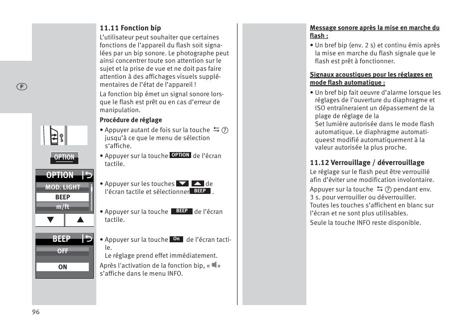 Beep o, Option o | Metz MECABLITZ 64 AF-1 digital Pentax User Manual | Page 96 / 326