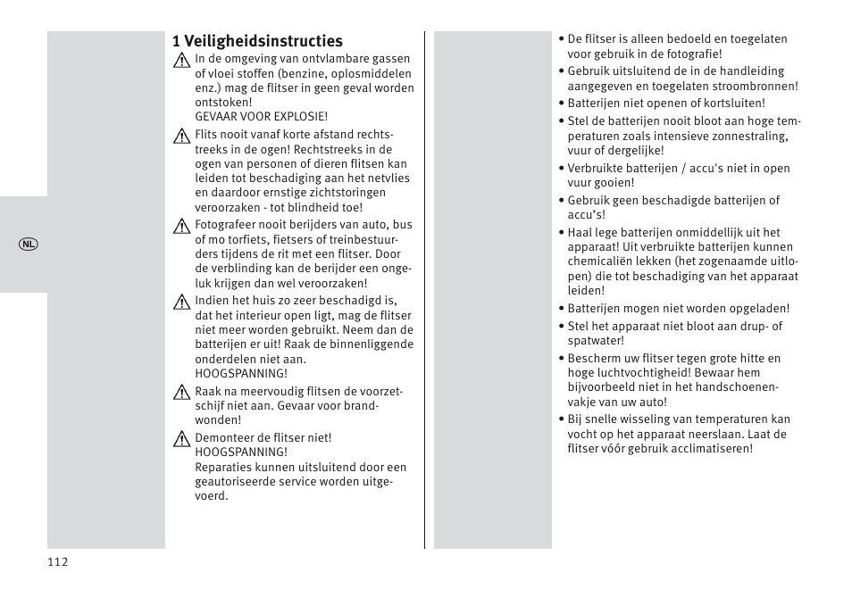 1 veiligheidsinstructies | Metz MECABLITZ 64 AF-1 digital Nikon User Manual | Page 112 / 334