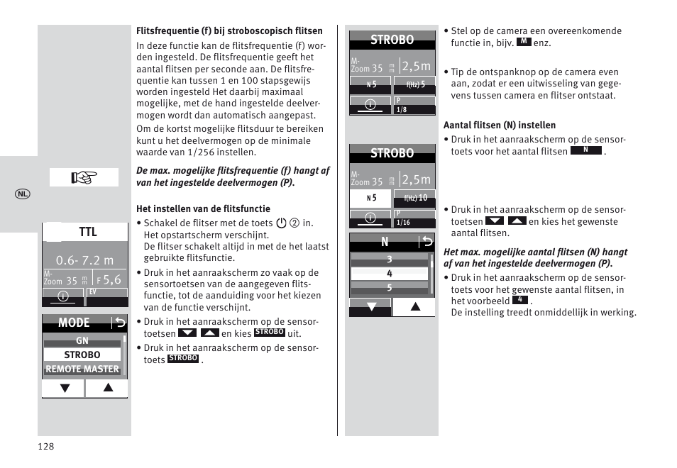 7.2 m, Mode o, 2,5m | Strobo | Metz MECABLITZ 64 AF-1 digital Nikon User Manual | Page 128 / 334
