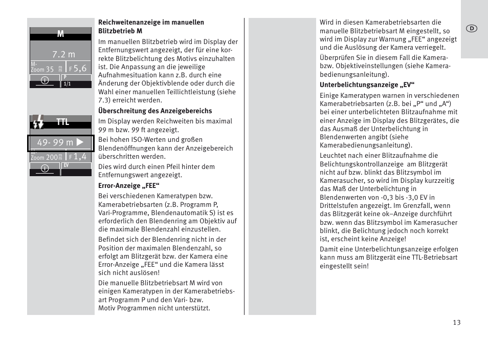99 m u | Metz MECABLITZ 64 AF-1 digital Nikon User Manual | Page 13 / 334