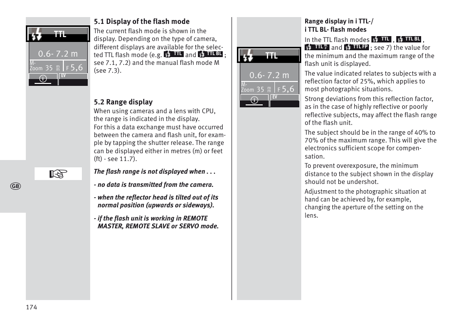 7.2 m | Metz MECABLITZ 64 AF-1 digital Nikon User Manual | Page 174 / 334