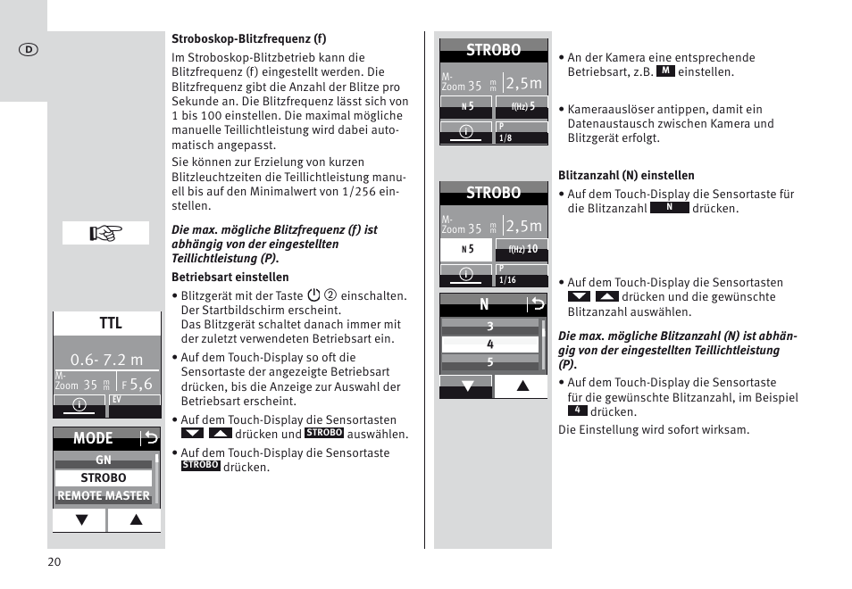 7.2 m, Mode o, 2,5m | Strobo | Metz MECABLITZ 64 AF-1 digital Nikon User Manual | Page 20 / 334