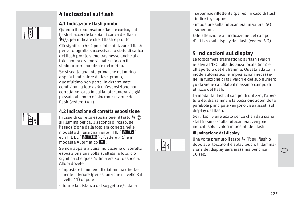 4 indicazioni sul flash, 5 indicazioni sul display | Metz MECABLITZ 64 AF-1 digital Nikon User Manual | Page 227 / 334