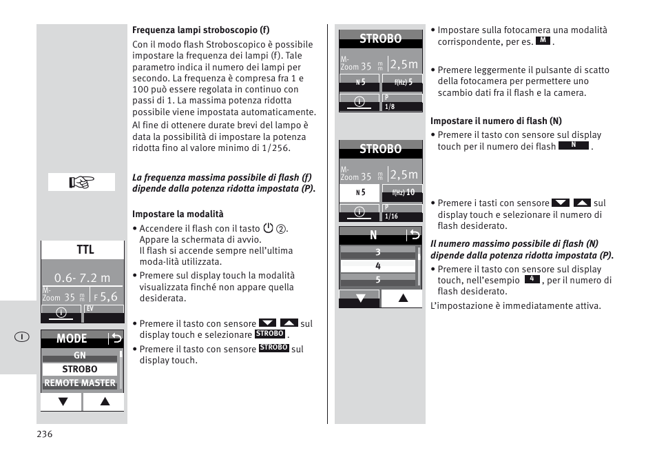 7.2 m, Mode o, 2,5m | Strobo | Metz MECABLITZ 64 AF-1 digital Nikon User Manual | Page 236 / 334