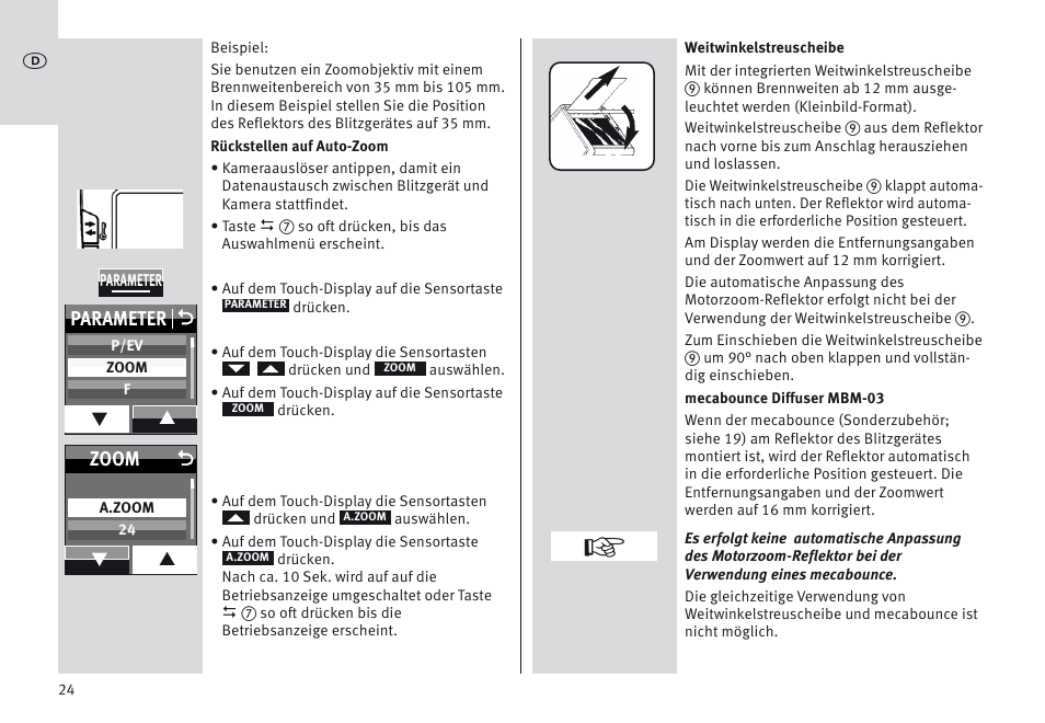 Parameter o, Zoom | Metz MECABLITZ 64 AF-1 digital Nikon User Manual | Page 24 / 334