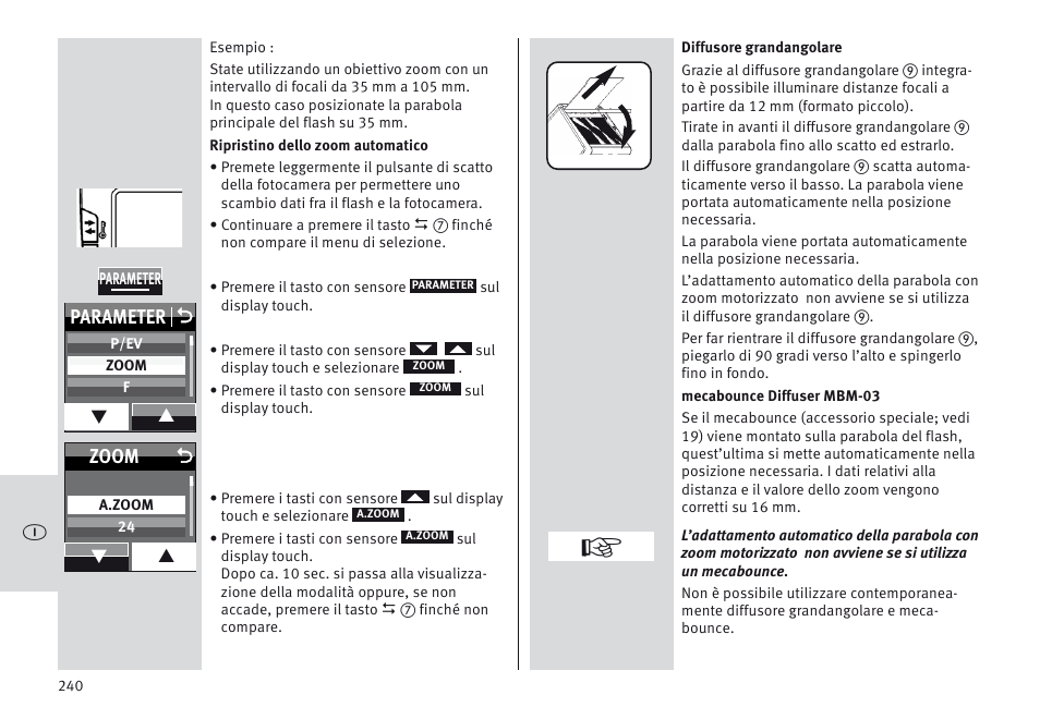 Parameter o, Zoom | Metz MECABLITZ 64 AF-1 digital Nikon User Manual | Page 240 / 334