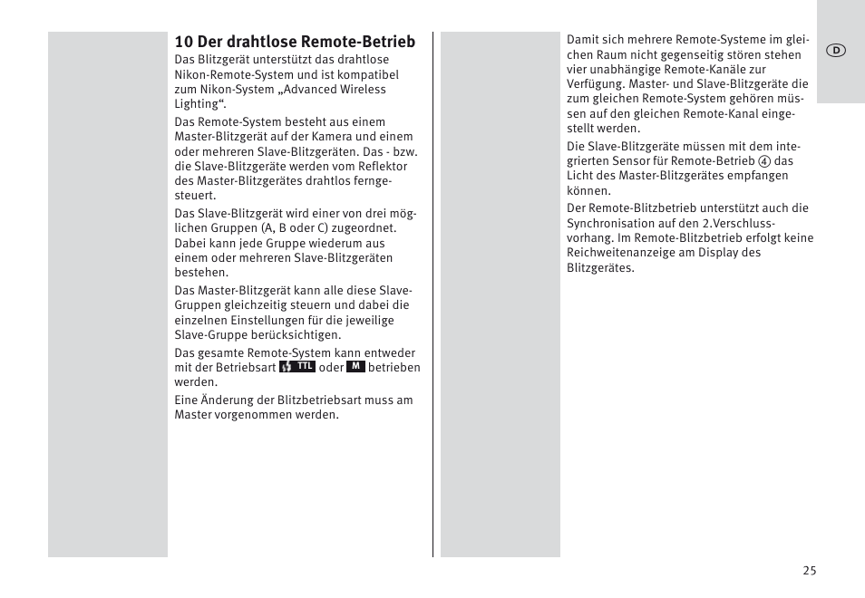 10 der drahtlose remote-betrieb | Metz MECABLITZ 64 AF-1 digital Nikon User Manual | Page 25 / 334
