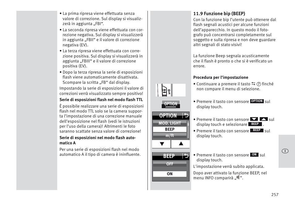 Beep o, Option o | Metz MECABLITZ 64 AF-1 digital Nikon User Manual | Page 257 / 334