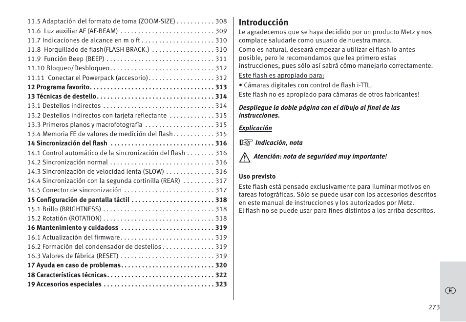 Introducción | Metz MECABLITZ 64 AF-1 digital Nikon User Manual | Page 273 / 334