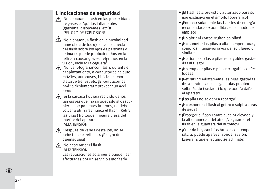1 indicaciones de seguridad | Metz MECABLITZ 64 AF-1 digital Nikon User Manual | Page 274 / 334