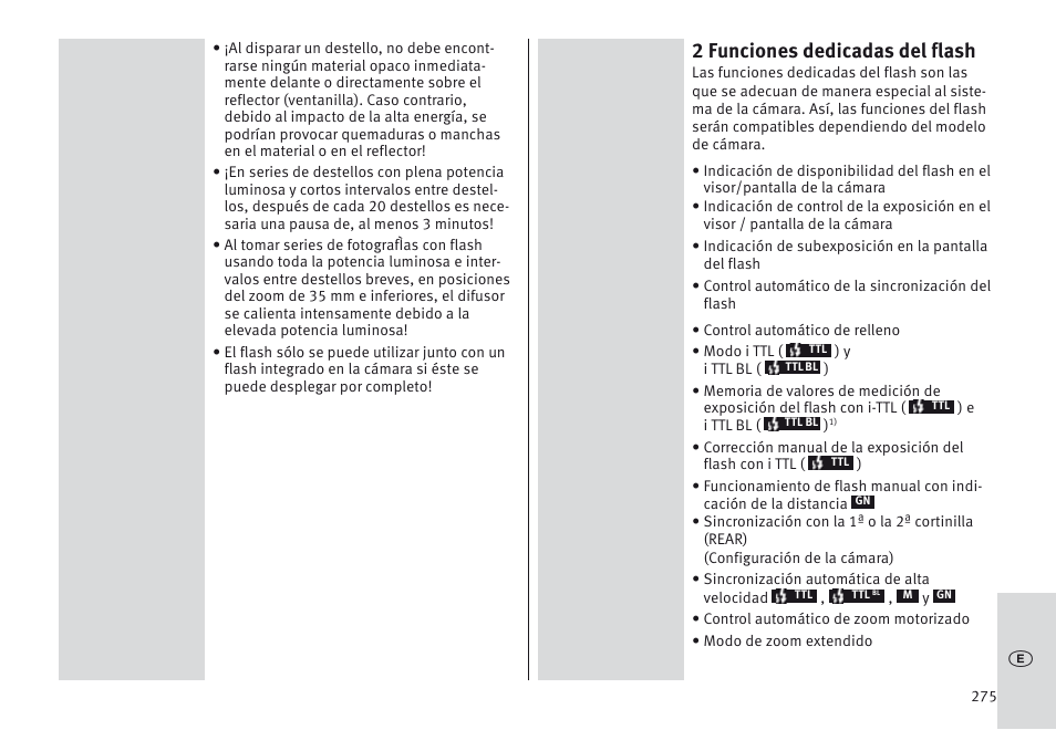 2 funciones dedicadas del flash | Metz MECABLITZ 64 AF-1 digital Nikon User Manual | Page 275 / 334