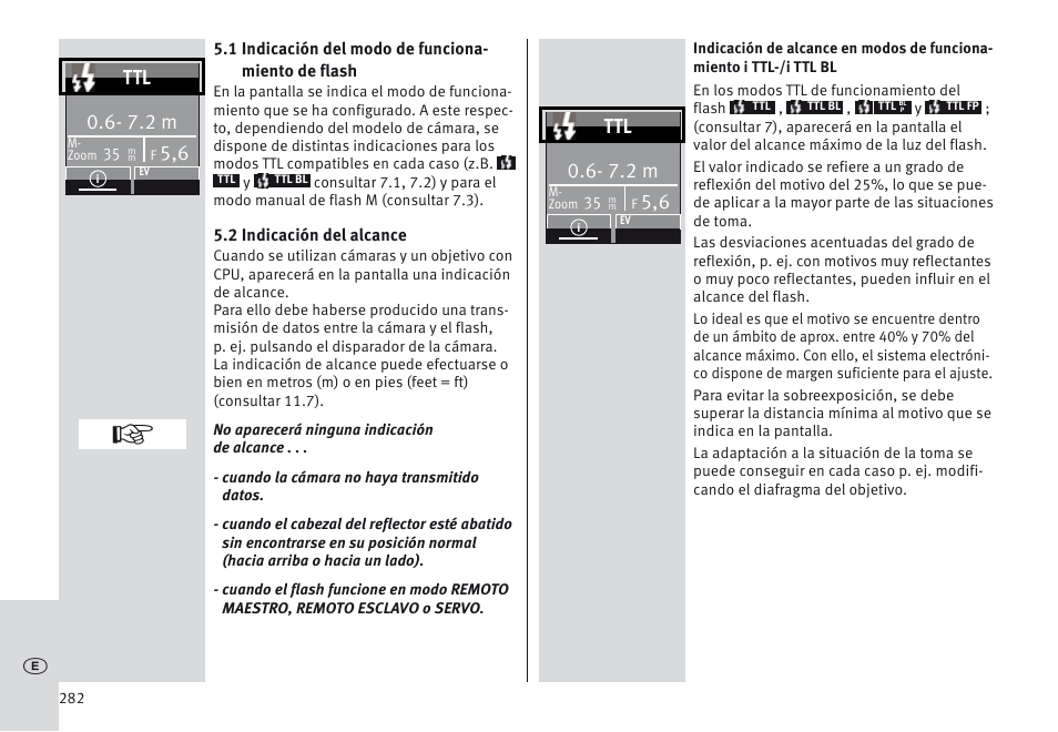 7.2 m | Metz MECABLITZ 64 AF-1 digital Nikon User Manual | Page 282 / 334