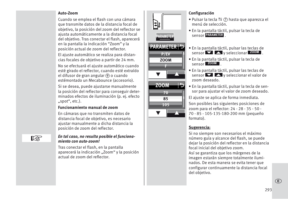 Parameter o, Zoom o | Metz MECABLITZ 64 AF-1 digital Nikon User Manual | Page 293 / 334