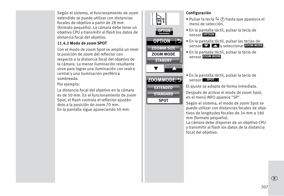 Zoommode o, Option o | Metz MECABLITZ 64 AF-1 digital Nikon User Manual | Page 307 / 334