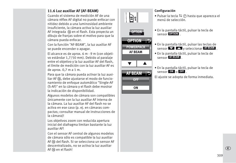 Option o, Af beam o | Metz MECABLITZ 64 AF-1 digital Nikon User Manual | Page 309 / 334