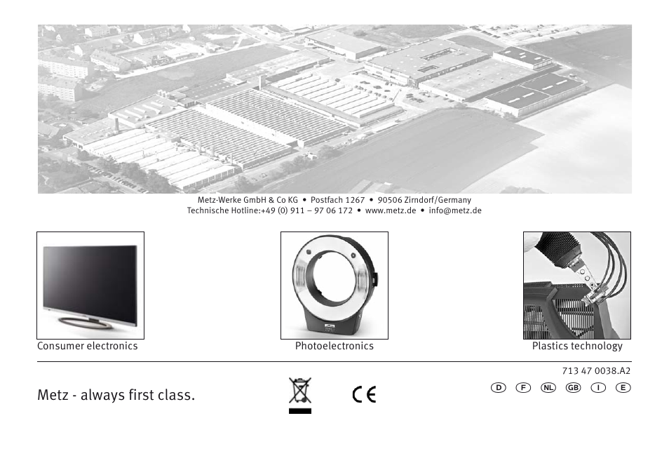 Metz - always first class | Metz MECABLITZ 64 AF-1 digital Nikon User Manual | Page 334 / 334