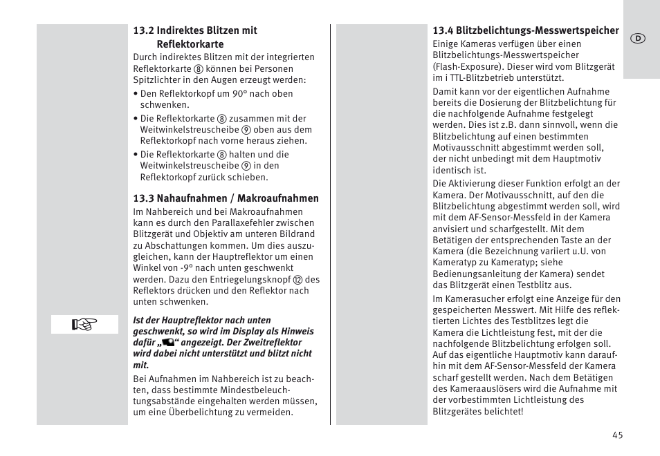 Metz MECABLITZ 64 AF-1 digital Nikon User Manual | Page 45 / 334