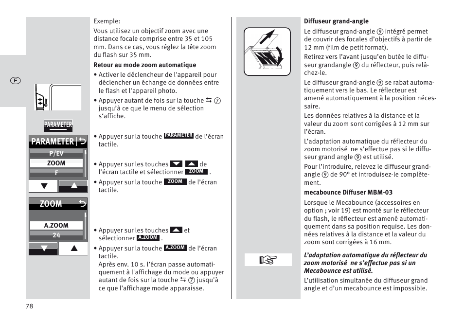 Parameter o, Zoom | Metz MECABLITZ 64 AF-1 digital Nikon User Manual | Page 78 / 334