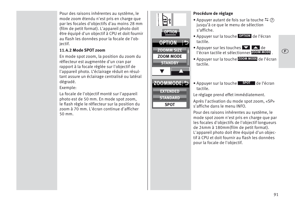 Zoommode o, Option o | Metz MECABLITZ 64 AF-1 digital Nikon User Manual | Page 91 / 334