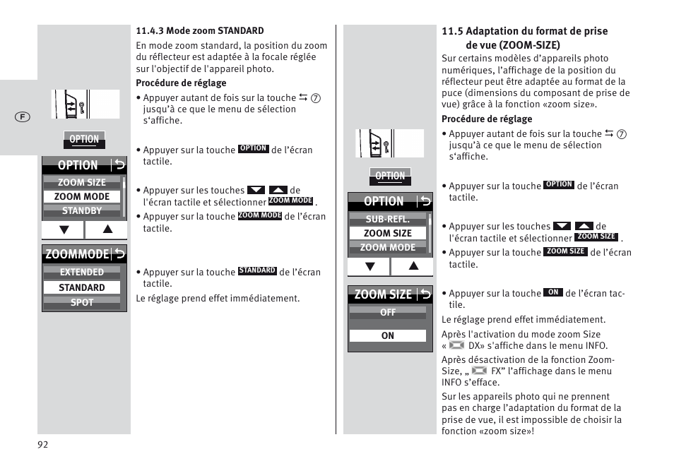 Option o, Zoommode o, Zoom size o | Metz MECABLITZ 64 AF-1 digital Nikon User Manual | Page 92 / 334