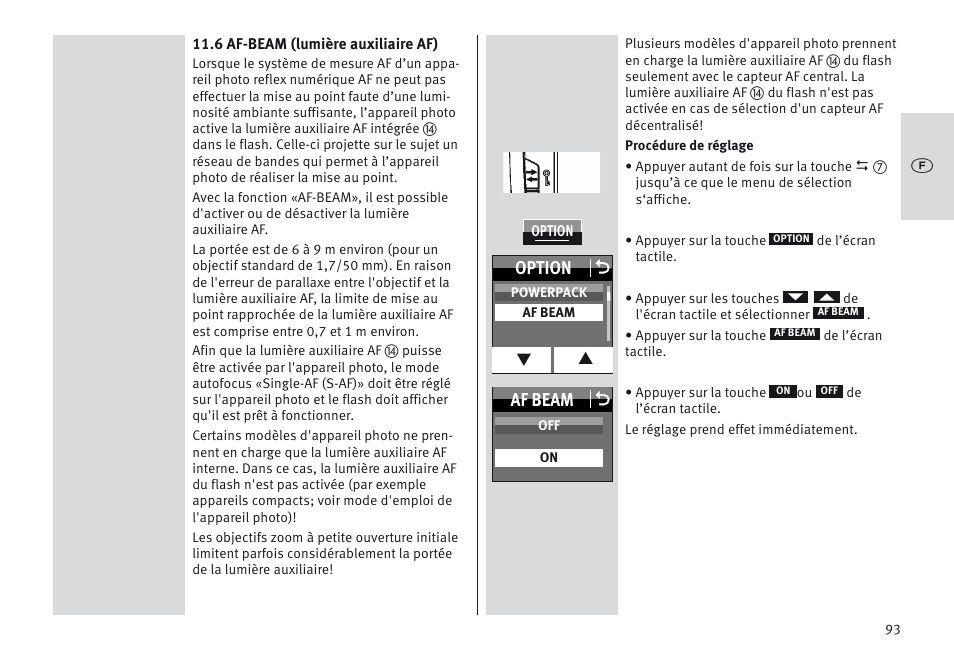 Option o, Af beam o | Metz MECABLITZ 64 AF-1 digital Nikon User Manual | Page 93 / 334