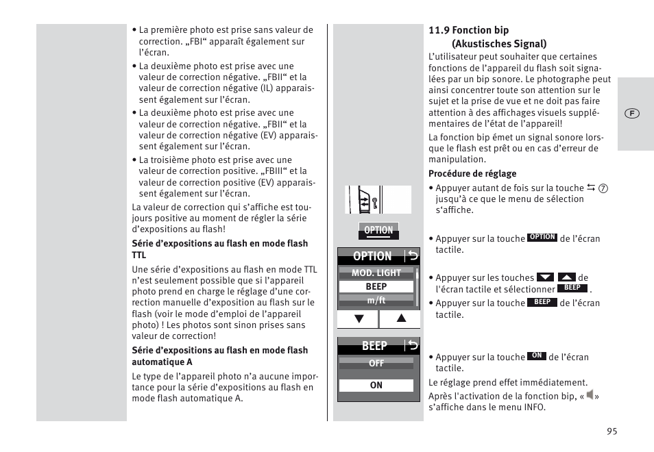 Beep o, Option o | Metz MECABLITZ 64 AF-1 digital Nikon User Manual | Page 95 / 334