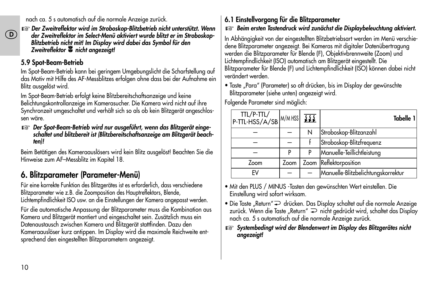Blitzparameter (parameter-menü) | Metz MECABLITZ 58 AF-1 digital Pentax User Manual | Page 10 / 190