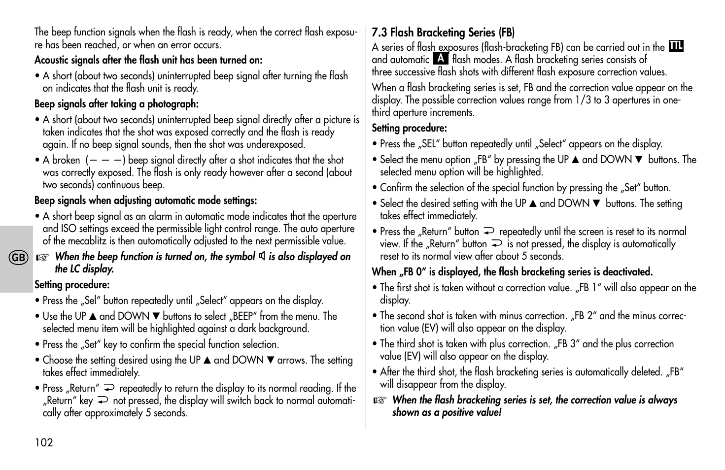 Metz MECABLITZ 58 AF-1 digital Pentax User Manual | Page 102 / 190