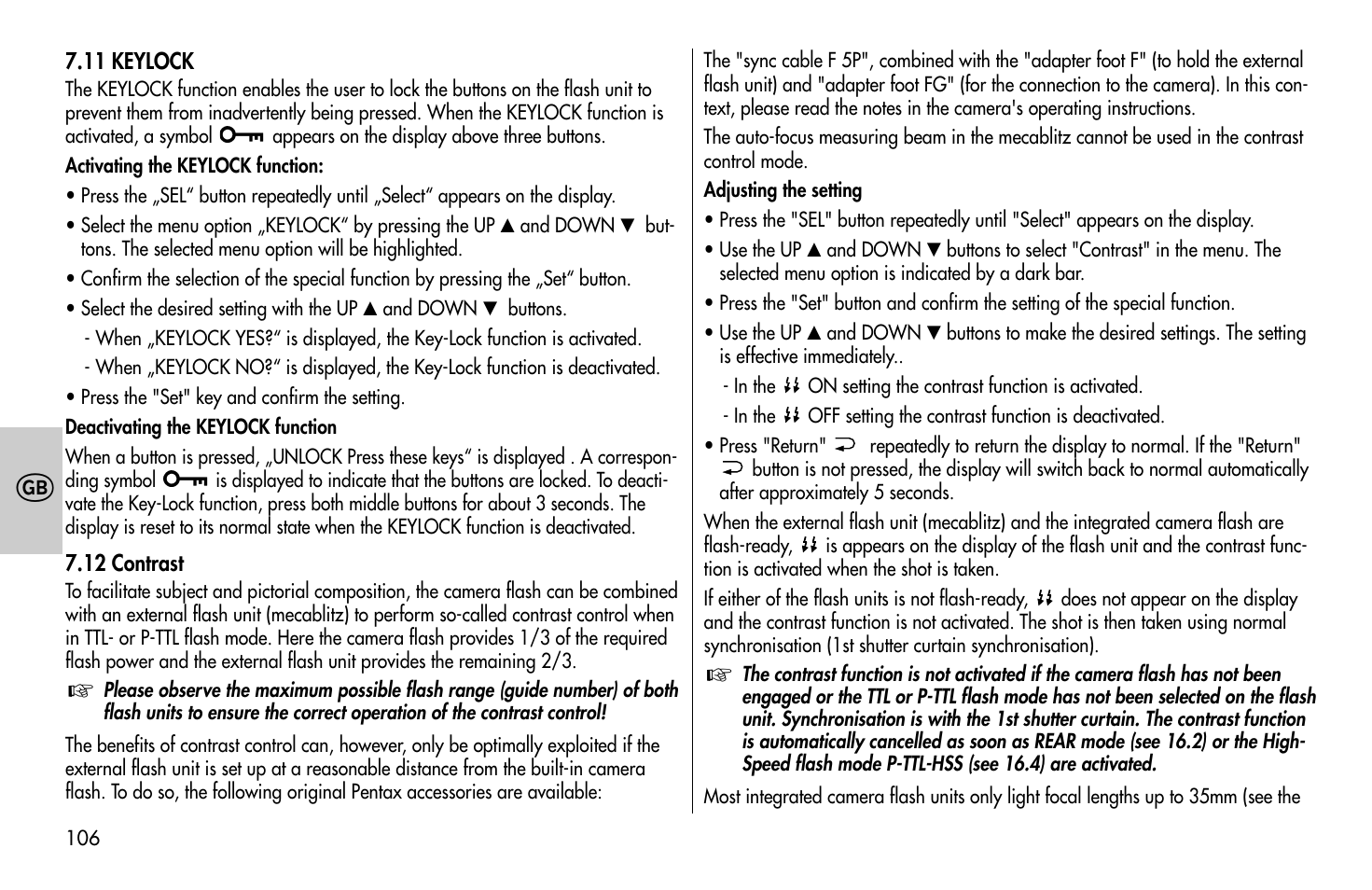 Metz MECABLITZ 58 AF-1 digital Pentax User Manual | Page 106 / 190