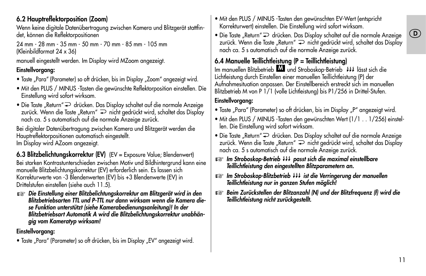 Metz MECABLITZ 58 AF-1 digital Pentax User Manual | Page 11 / 190