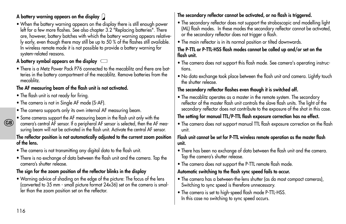 Metz MECABLITZ 58 AF-1 digital Pentax User Manual | Page 116 / 190