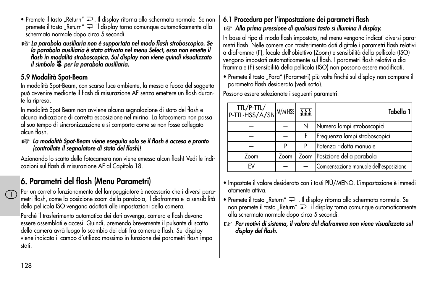 Parametri del flash (menu parametri) | Metz MECABLITZ 58 AF-1 digital Pentax User Manual | Page 128 / 190