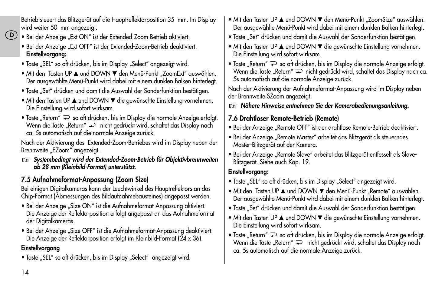 Metz MECABLITZ 58 AF-1 digital Pentax User Manual | Page 14 / 190