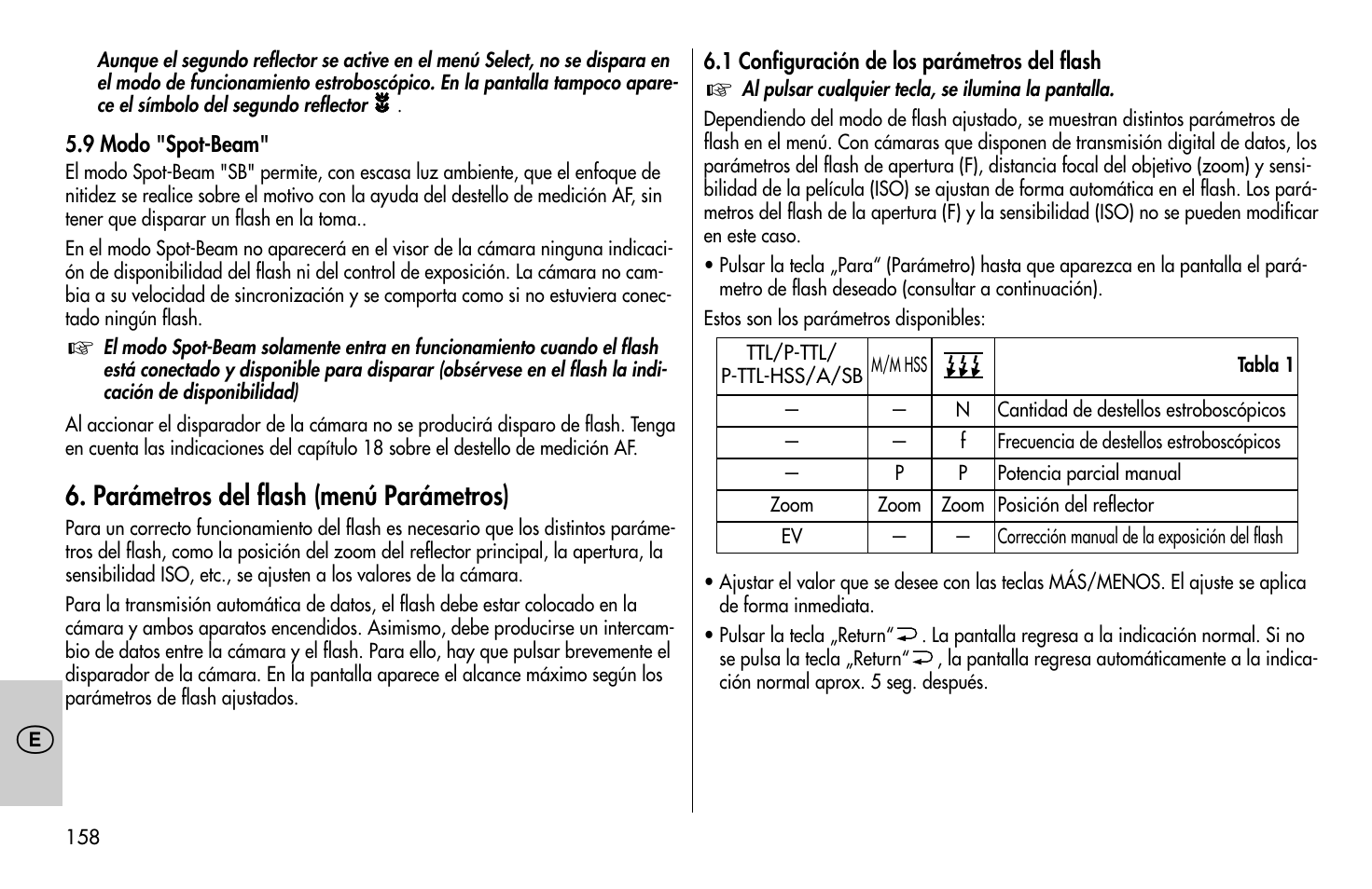 Parámetros del flash (menú parámetros) | Metz MECABLITZ 58 AF-1 digital Pentax User Manual | Page 158 / 190
