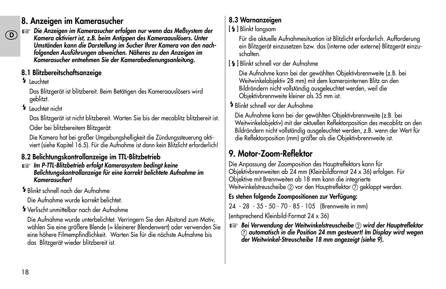 Metz MECABLITZ 58 AF-1 digital Pentax User Manual | Page 18 / 190