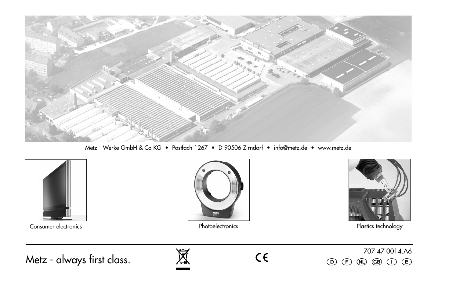 Metz - always first class | Metz MECABLITZ 58 AF-1 digital Pentax User Manual | Page 190 / 190