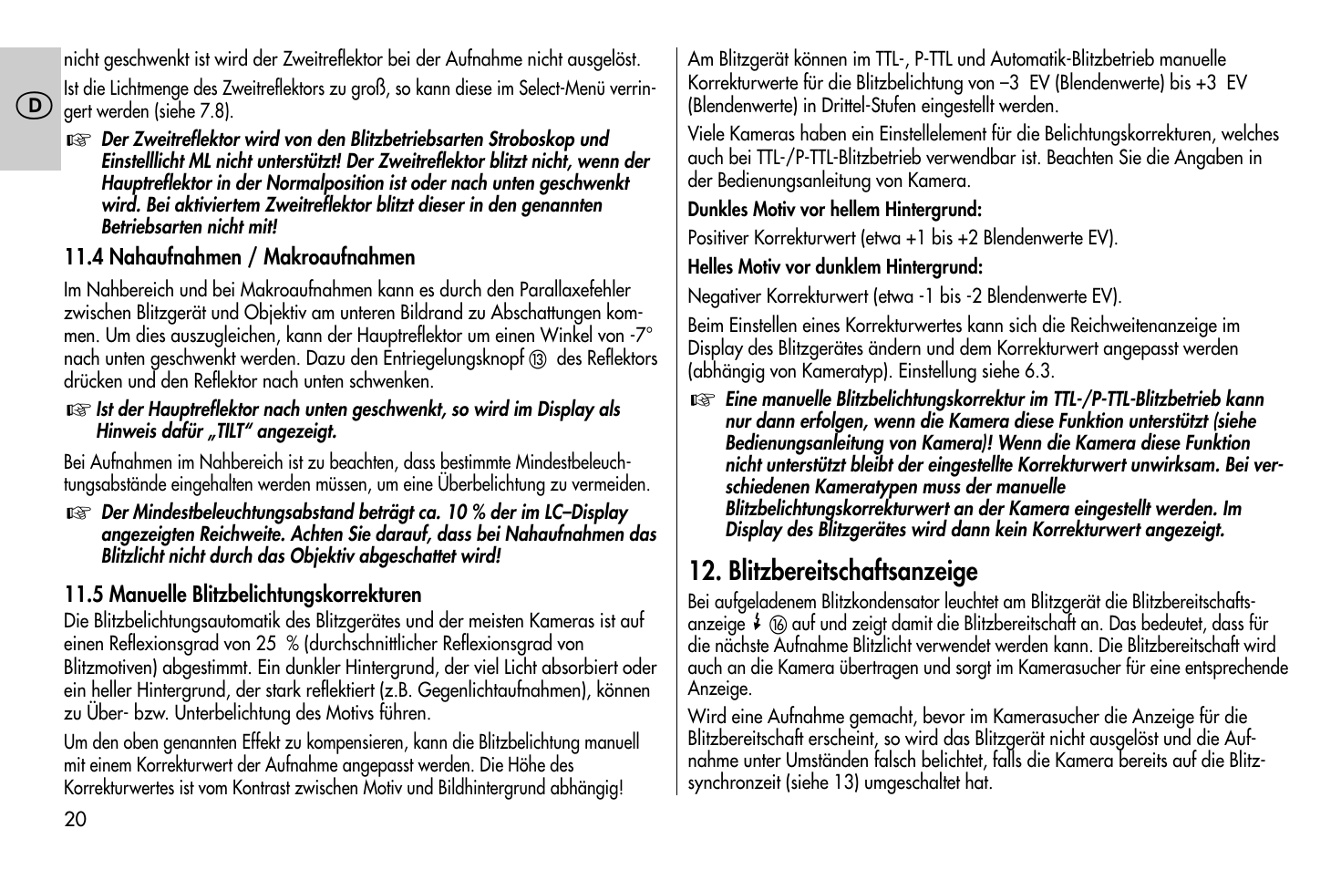 Metz MECABLITZ 58 AF-1 digital Pentax User Manual | Page 20 / 190