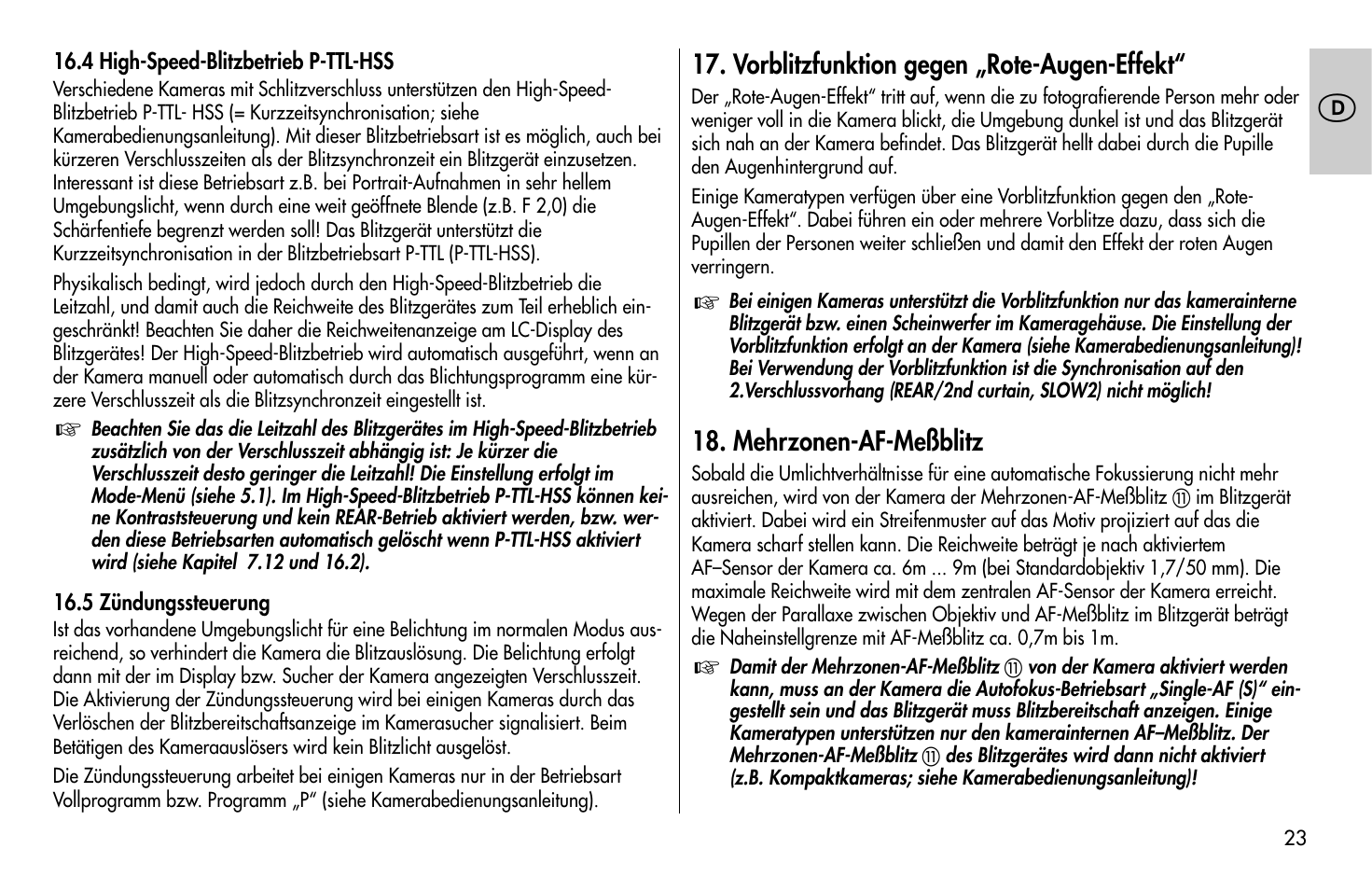 Metz MECABLITZ 58 AF-1 digital Pentax User Manual | Page 23 / 190