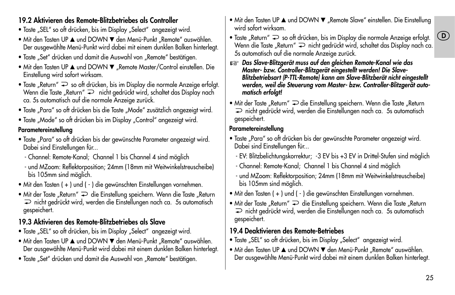 Metz MECABLITZ 58 AF-1 digital Pentax User Manual | Page 25 / 190
