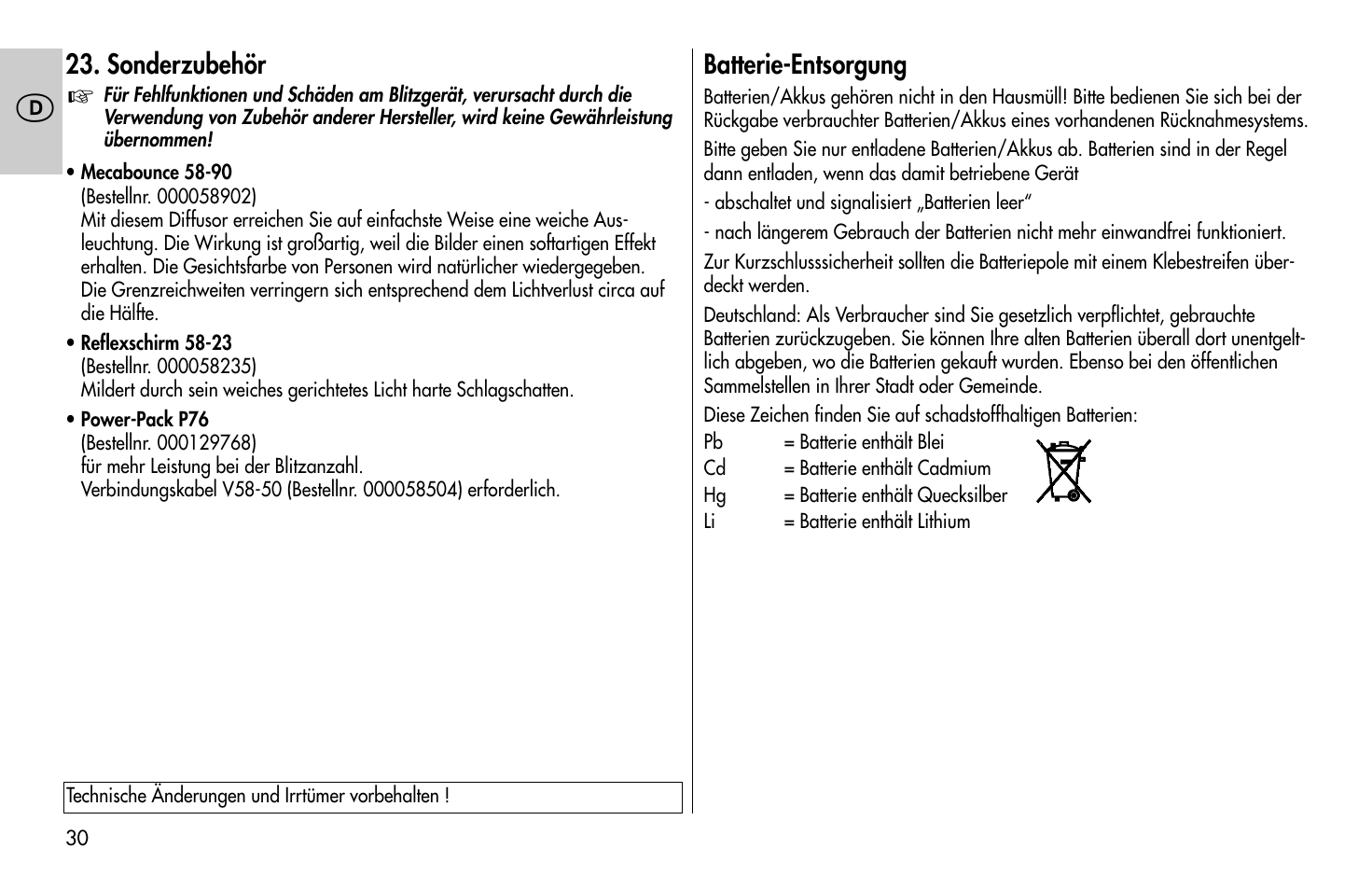 Metz MECABLITZ 58 AF-1 digital Pentax User Manual | Page 30 / 190