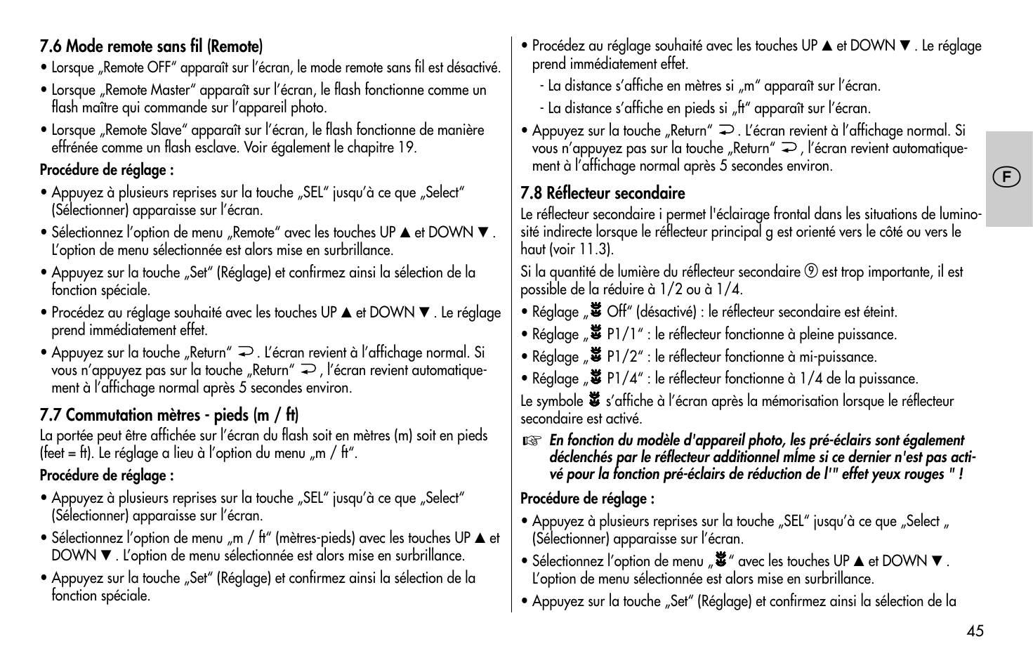 Metz MECABLITZ 58 AF-1 digital Pentax User Manual | Page 45 / 190