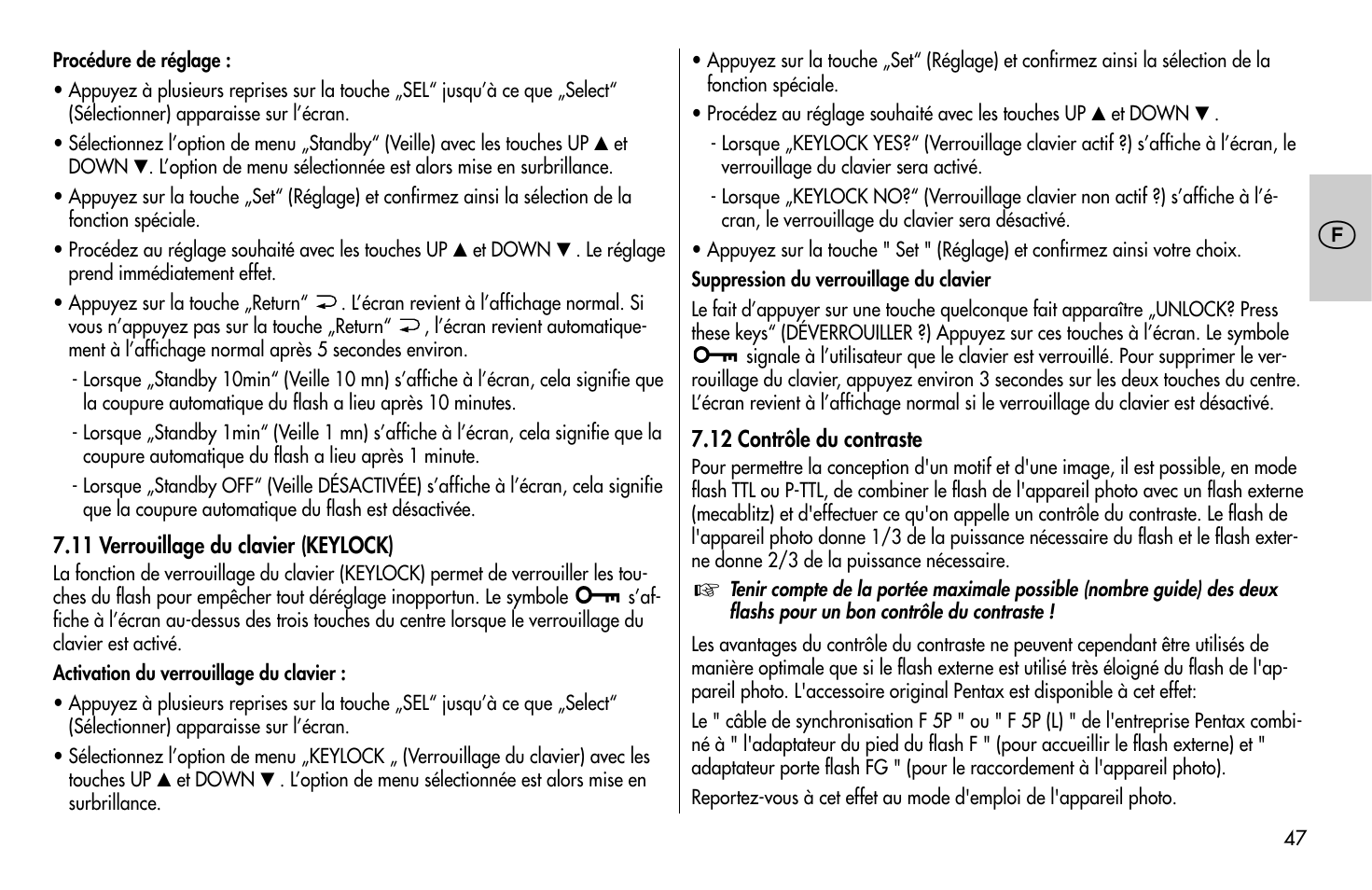 Metz MECABLITZ 58 AF-1 digital Pentax User Manual | Page 47 / 190