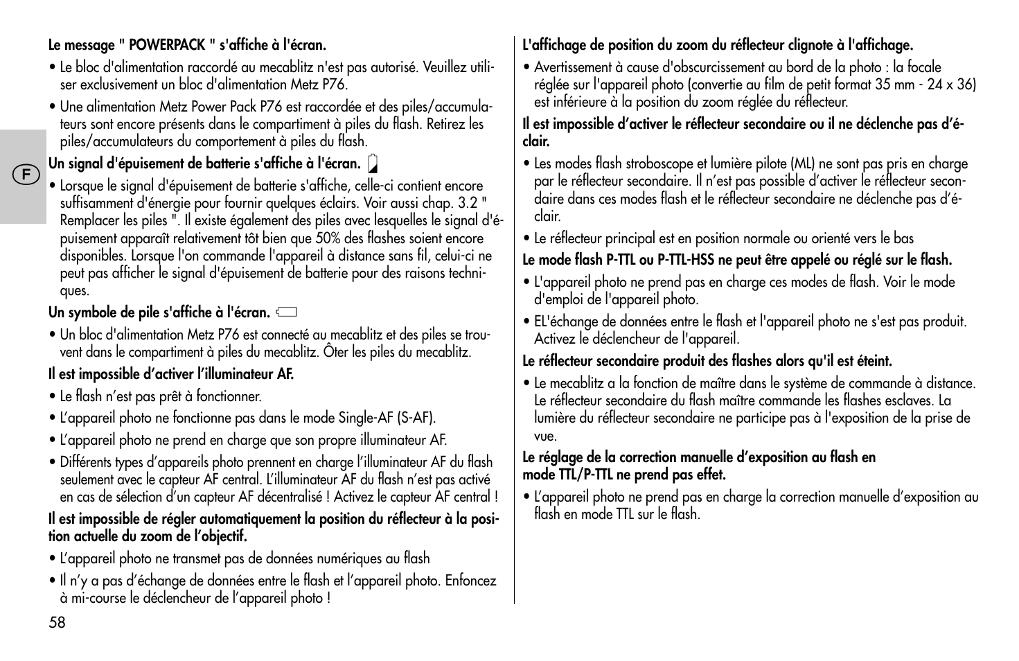 Metz MECABLITZ 58 AF-1 digital Pentax User Manual | Page 58 / 190