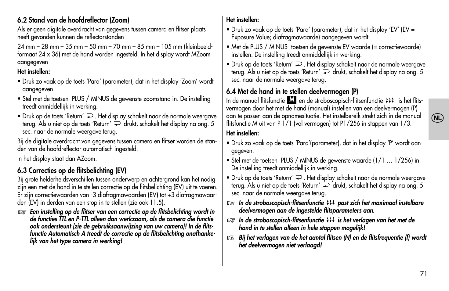 Metz MECABLITZ 58 AF-1 digital Pentax User Manual | Page 71 / 190
