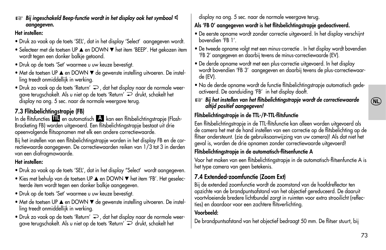 Metz MECABLITZ 58 AF-1 digital Pentax User Manual | Page 73 / 190