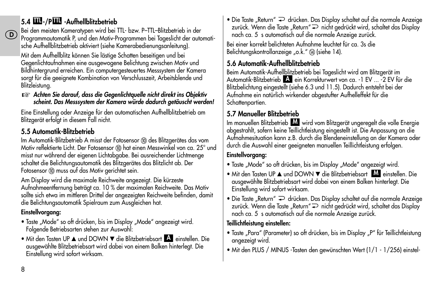 Metz MECABLITZ 58 AF-1 digital Pentax User Manual | Page 8 / 190