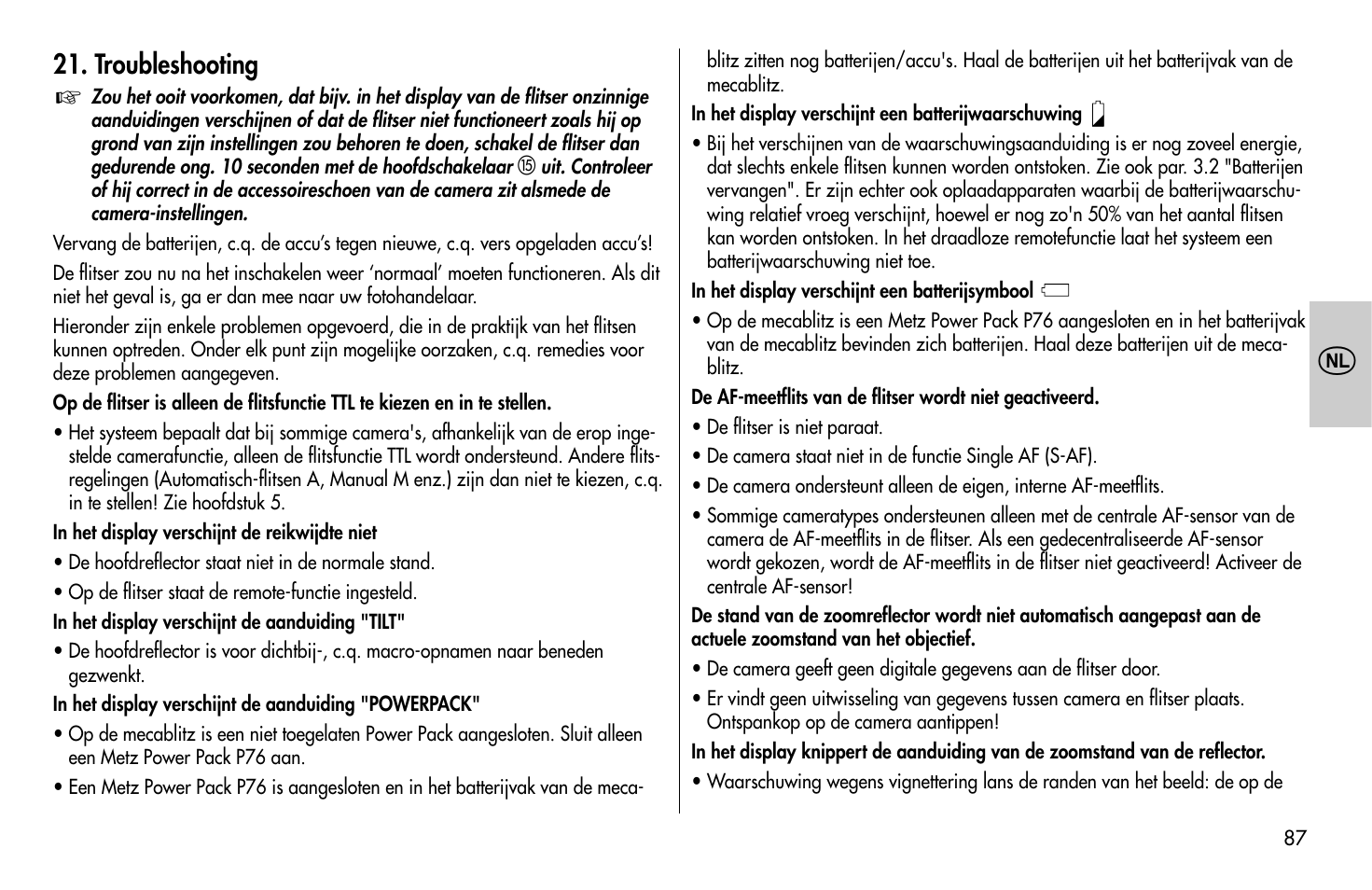 Metz MECABLITZ 58 AF-1 digital Pentax User Manual | Page 87 / 190